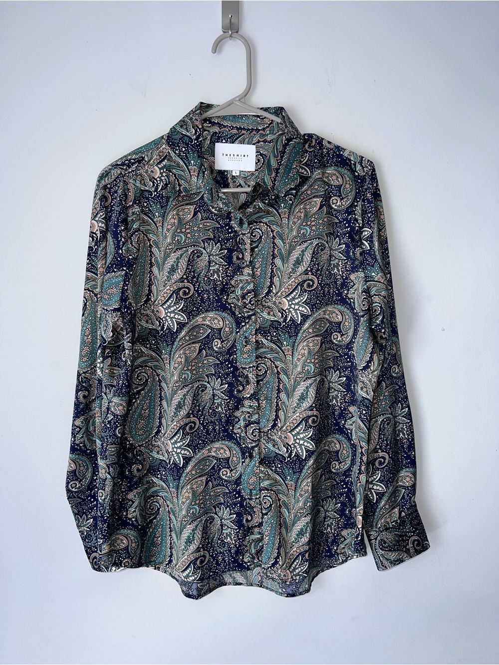 The Shirt by Rochelle Behrens Womens Large Button Down Blouse Top Long Sleeve